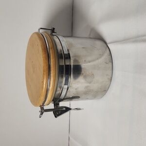 Stainless Steel Wood Top Wire Bale Canister